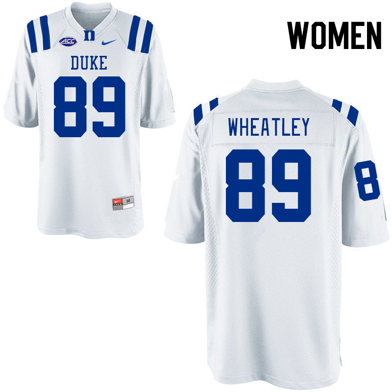 Women #89 Jared Wheatley Duke Blue Devils College Football Jerseys Stitched-White